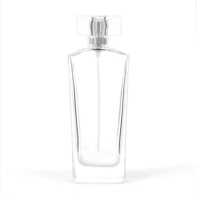 75ml 120ml empty rectangle shaped perfume bottle with spray