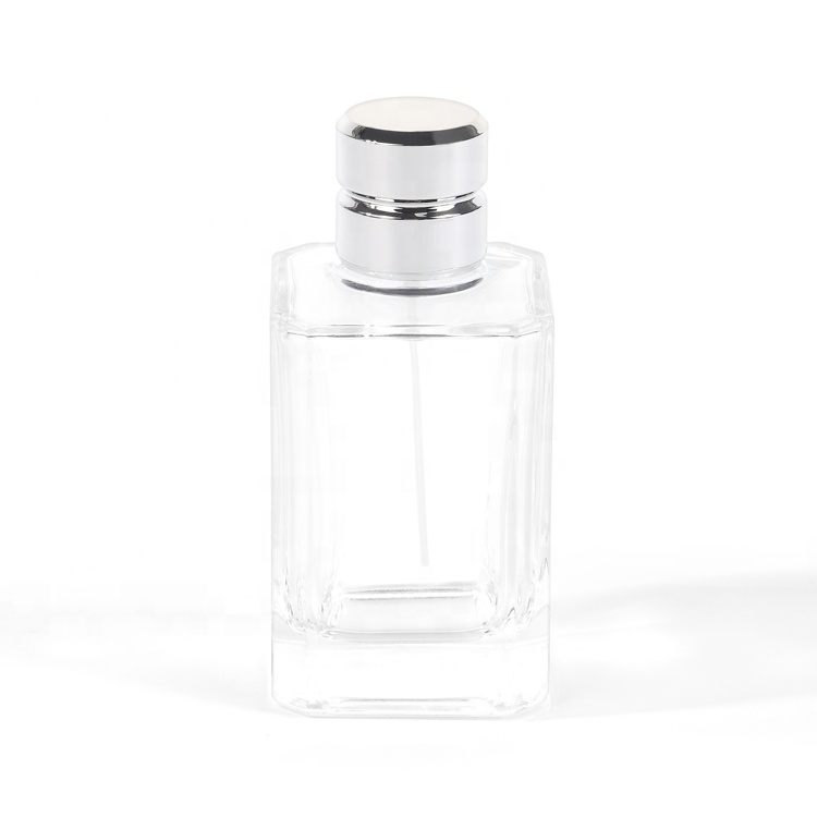 75ml 120ml empty rectangle shaped perfume bottle with spray