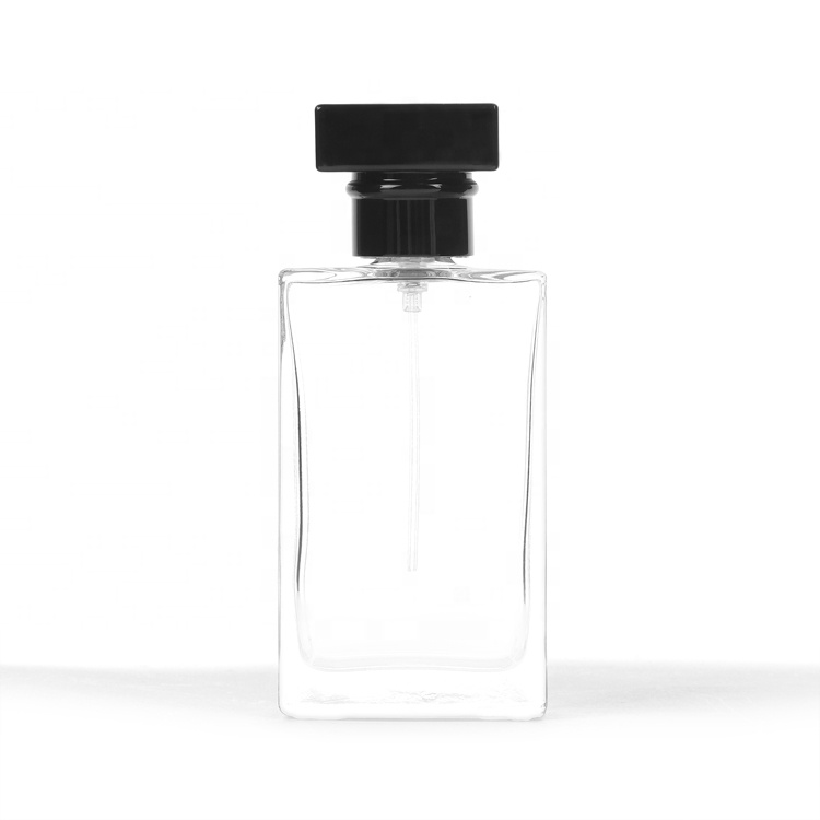 75ml 120ml empty rectangle shaped perfume bottle with spray