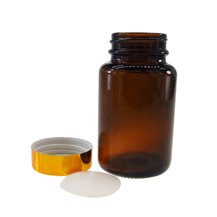 75ml Amber Glass Capsule Bottle With Lid For Supplement Pills Packing Capsule Empty Bottle