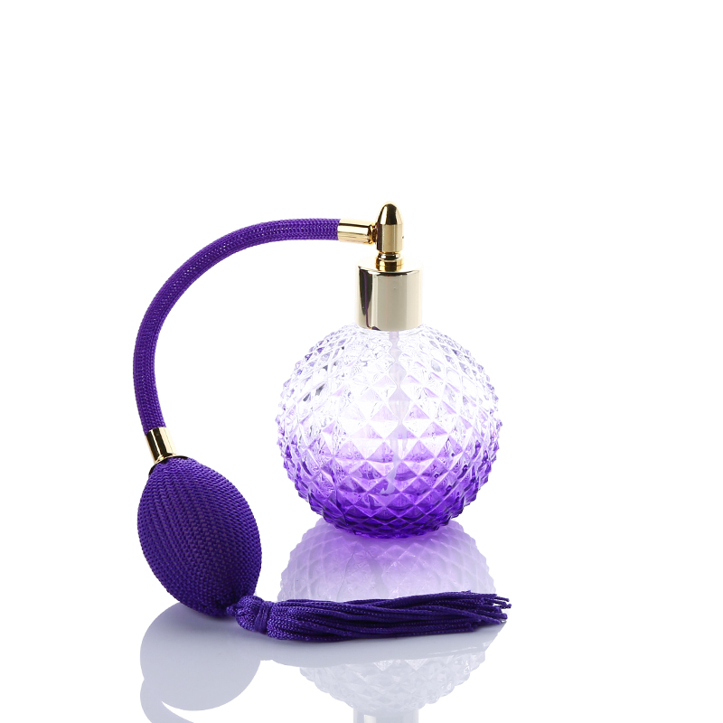 75ml Fancy different colors round vase shape perfume glass spray bottles manufacturer supplier