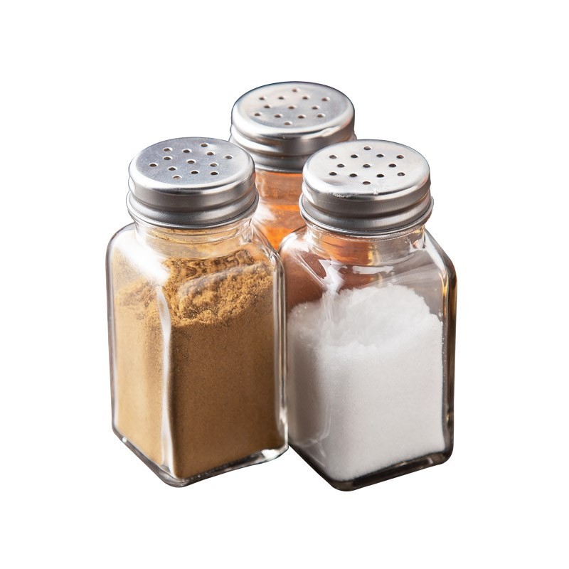 75ml Square clear glass spice seasoning bottle for pepper chili tuzluk with cap