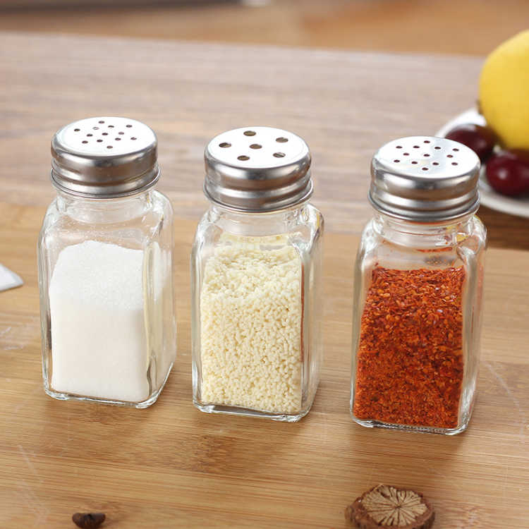 75ml Square clear glass spice seasoning bottle for pepper chili tuzluk with cap