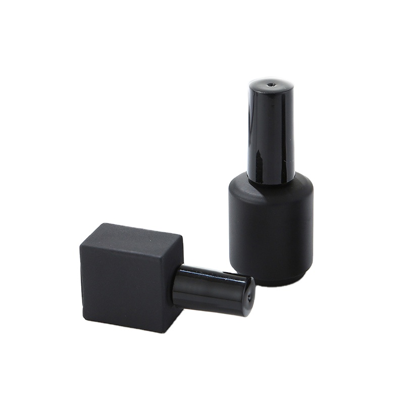7ml 12ml 15ml Empty Fancy custom Black UV gel round Square Glass nail polish bottle with cap and brush