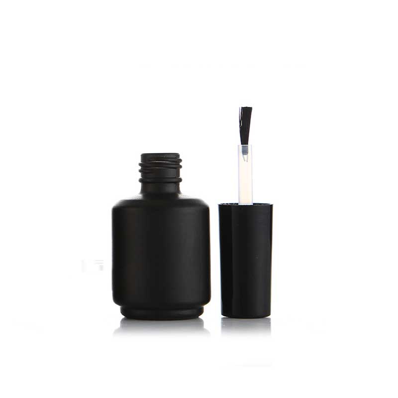 7ml 12ml 15ml Empty Fancy custom Black UV gel round Square Glass nail polish bottle with cap and brush