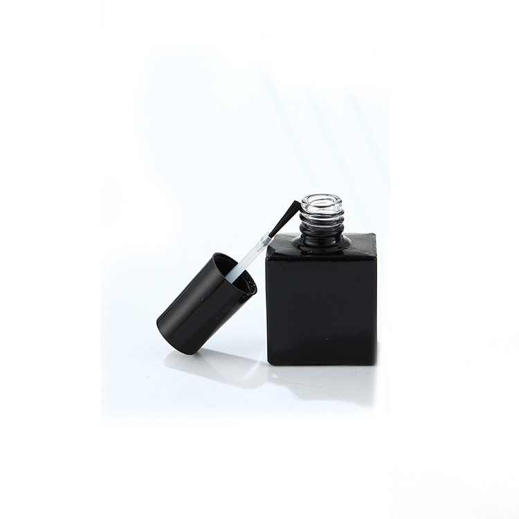 7ml 12ml 15ml Empty Fancy custom Black UV gel round Square Glass nail polish bottle with cap and brush