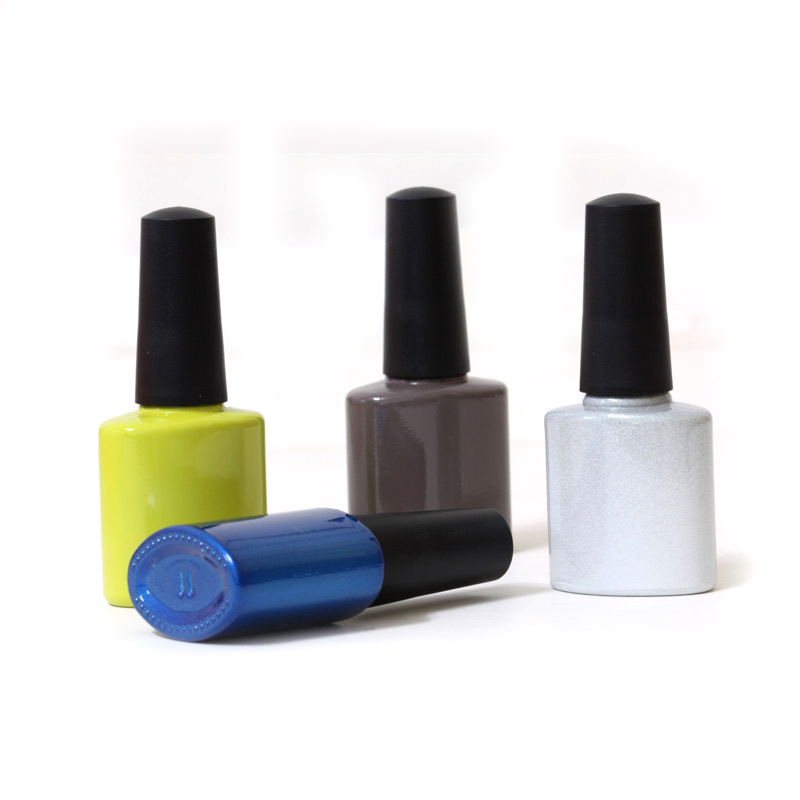 7ml 12ml 15ml Empty Fancy custom Black UV gel round Square Glass nail polish bottle with cap and brush