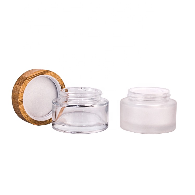 7ml 40ml 65ml 125ml skin care cosmetics cream glass jar and bamboo wood cap
