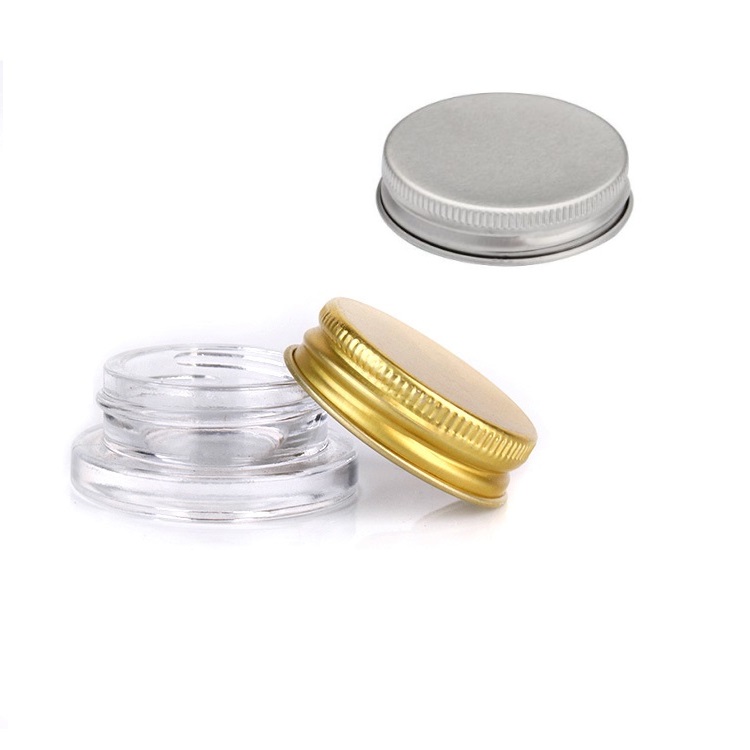 7ml 7g Luxury clear glass cosmetic jar with aluminium lid wholesale OEM custom round lip balm jars for skincare eye cream