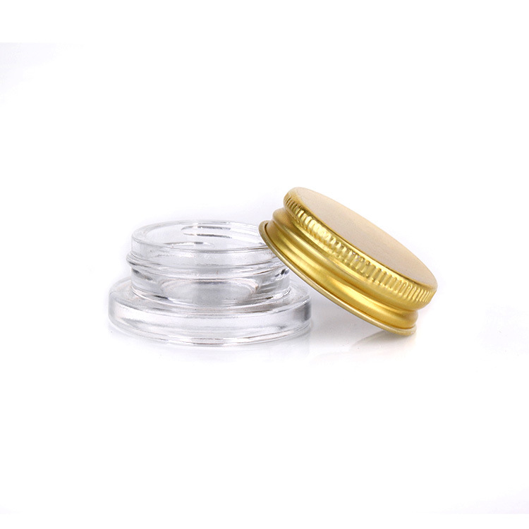 7ml 7g Luxury clear glass cosmetic jar with aluminium lid wholesale OEM custom round lip balm jars for skincare eye cream