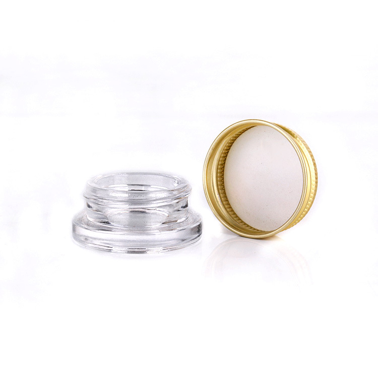 7ml 7g Luxury clear glass cosmetic jar with aluminium lid wholesale OEM custom round lip balm jars for skincare eye cream