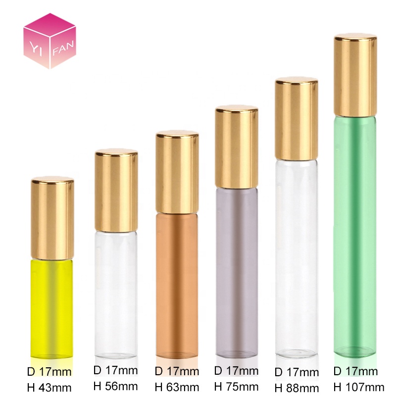 7ml 8ml 10ml 12ml 15ml Frost Gold Clear Blue Green Roll On Perfume Glass Bottle Essential Oil Bottle With Metal Roller Ball