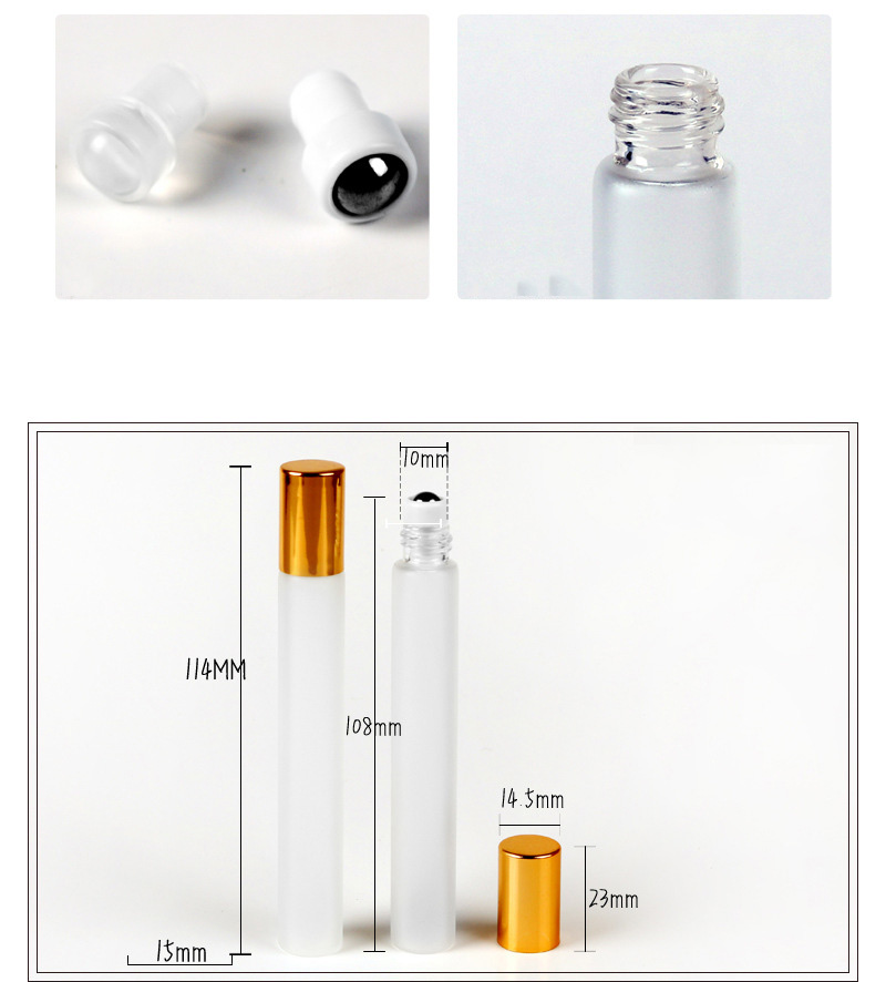 7ml 8ml 10ml 12ml 15ml Frost Gold Clear Blue Green Roll On Perfume Glass Bottle Essential Oil Bottle With Metal Roller Ball
