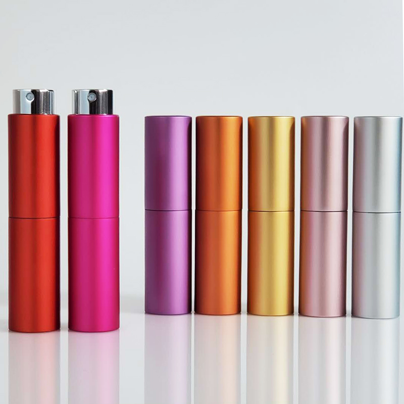 7ml 8ml 10ml 15ml Glossy Black Travel Portable Mini Refillable Glass Aluminum Bottle Perfume Atomizer