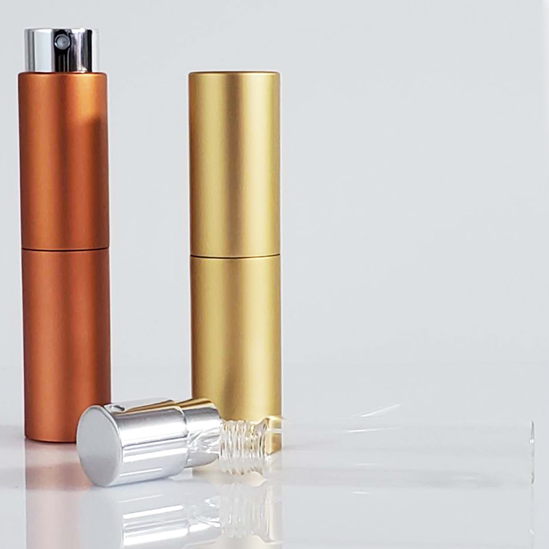 7ml 8ml 10ml 15ml Glossy Black Travel Portable Mini Refillable Glass Aluminum Bottle Perfume Atomizer