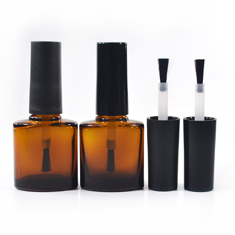 7ml 9ml amber clear matte black glass empty uv gel nail polish bottle with brush