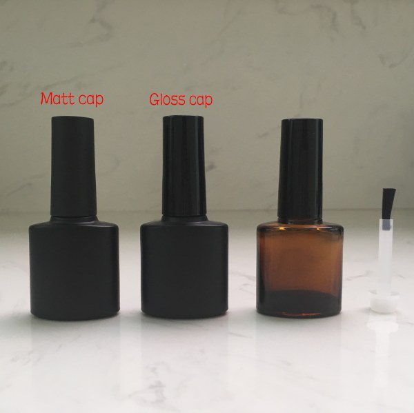 7ml 9ml amber clear matte black glass empty uv gel nail polish bottle with brush