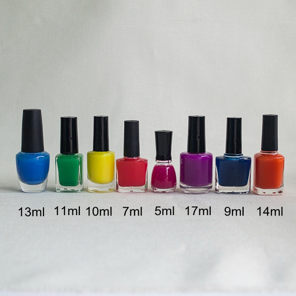 7ml 9ml amber clear matte black glass empty uv gel nail polish bottle with brush