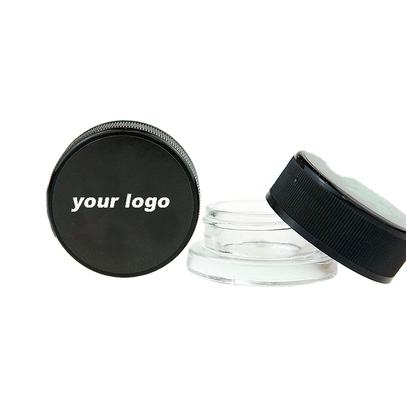 7ml Clear Glass Thick Container Jars With Customized Logo Printing Caps