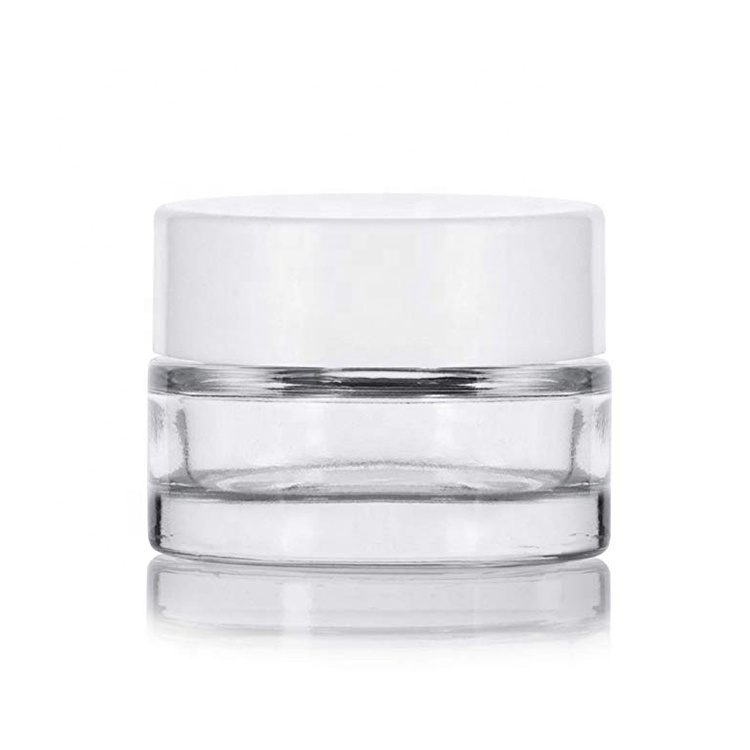 7ml Mini Clear Cosmetic Glass Jars with Plastic Lid for Lip Balm Eye Cream