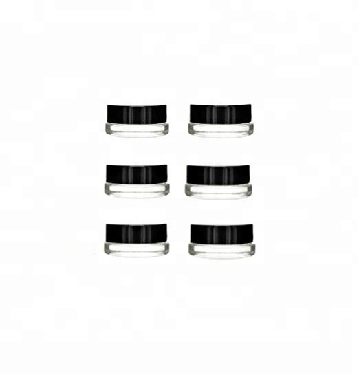 7ml cosmetic glass jar with black child resistant lid/child proof screw lid