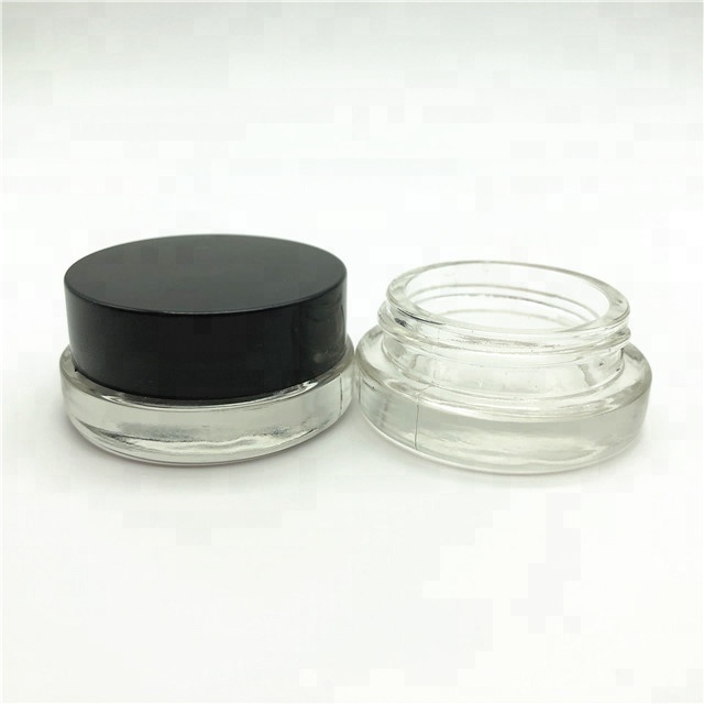 7ml cosmetic glass jar with black child resistant lid/child proof screw lid