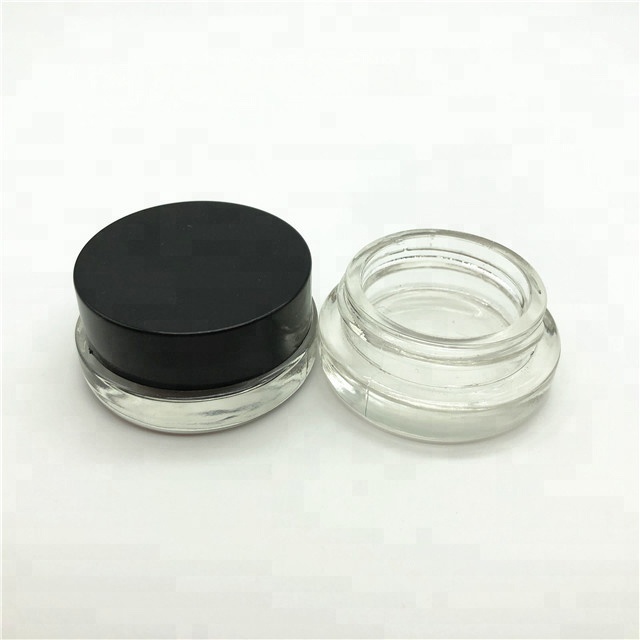 7ml cosmetic glass jar with black child resistant lid/child proof screw lid