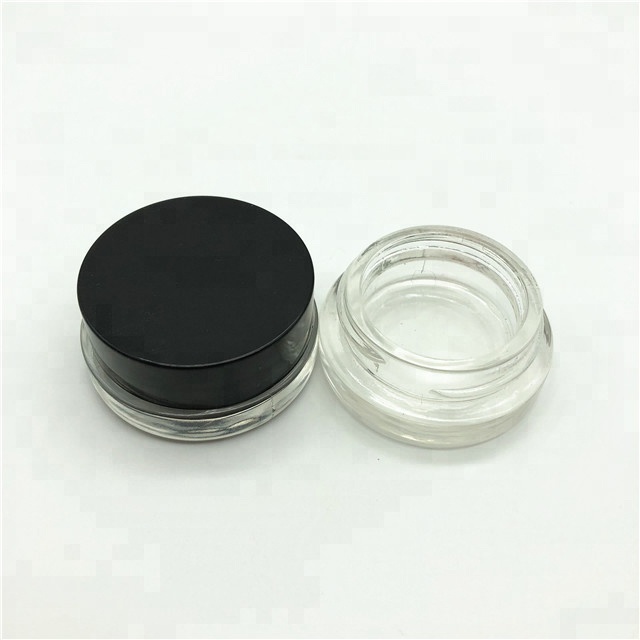 7ml cosmetic glass jar with black child resistant lid/child proof screw lid