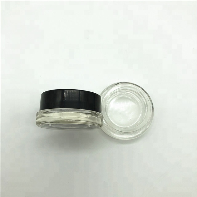 7ml cosmetic glass jar with black child resistant lid/child proof screw lid