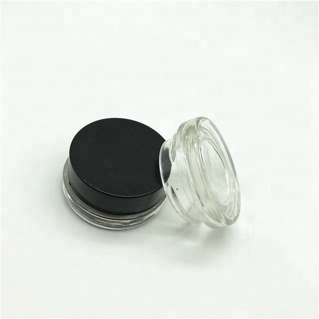 7ml cosmetic glass jar with black child resistant lid/child proof screw lid