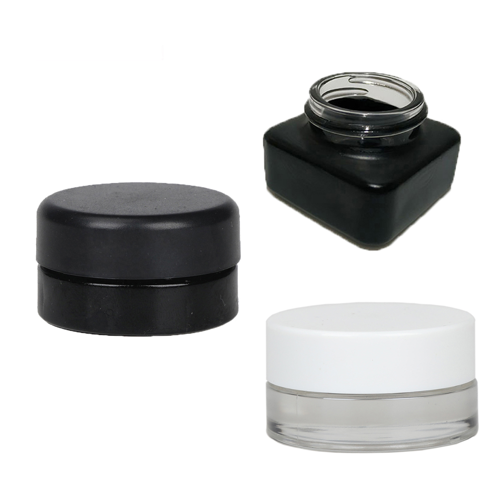 7ml factory OEM logo luxury white glass round medical cream jar squared CBD concentrate dab wax jar without CRC lid 5ml 9ml