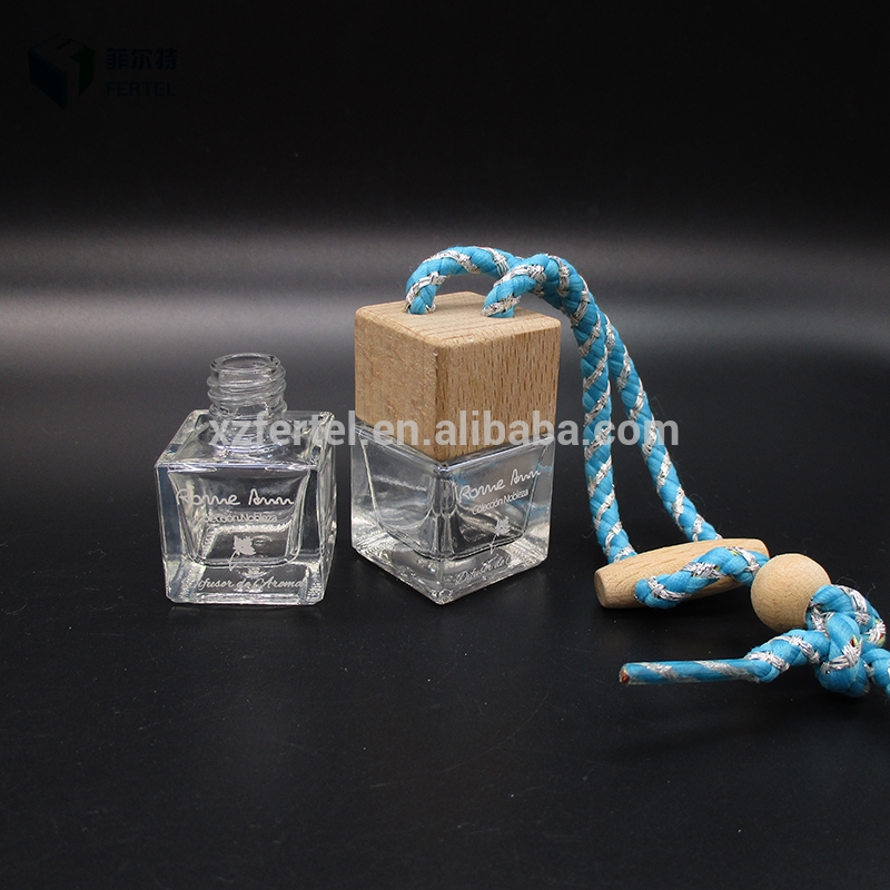 7ml glass car perfume glass bottle with wood cap