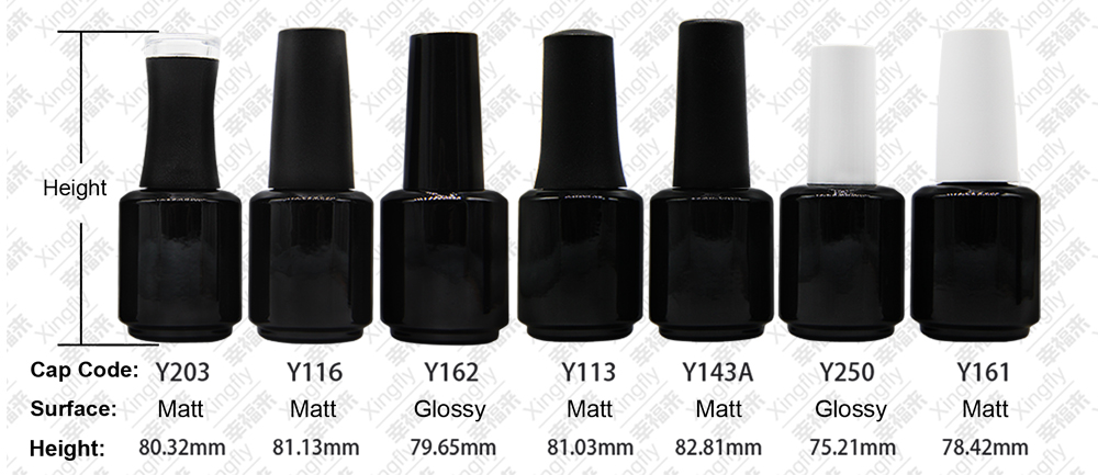 7ml or 15ml empty black or white nail gel polish bottle cap with brush custom logo low MOQ