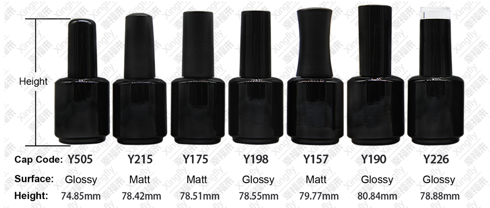 7ml or 15ml empty black or white nail gel polish bottle cap with brush custom logo low MOQ