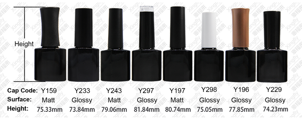7ml or 15ml empty black or white nail gel polish bottle cap with brush custom logo low MOQ