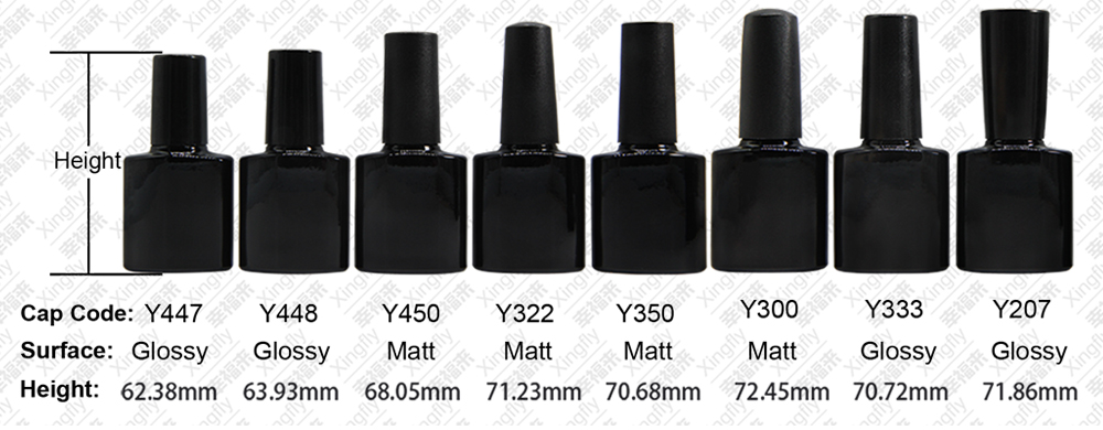 7ml or 15ml empty black or white nail gel polish bottle cap with brush custom logo low MOQ