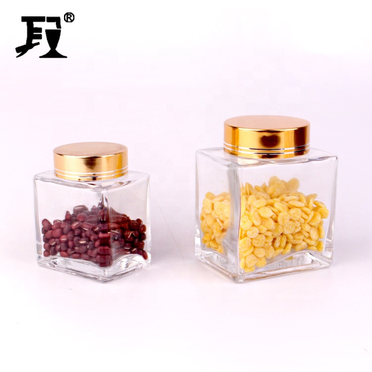 7oz 12oz square glass storage jars for tea coffee sugar