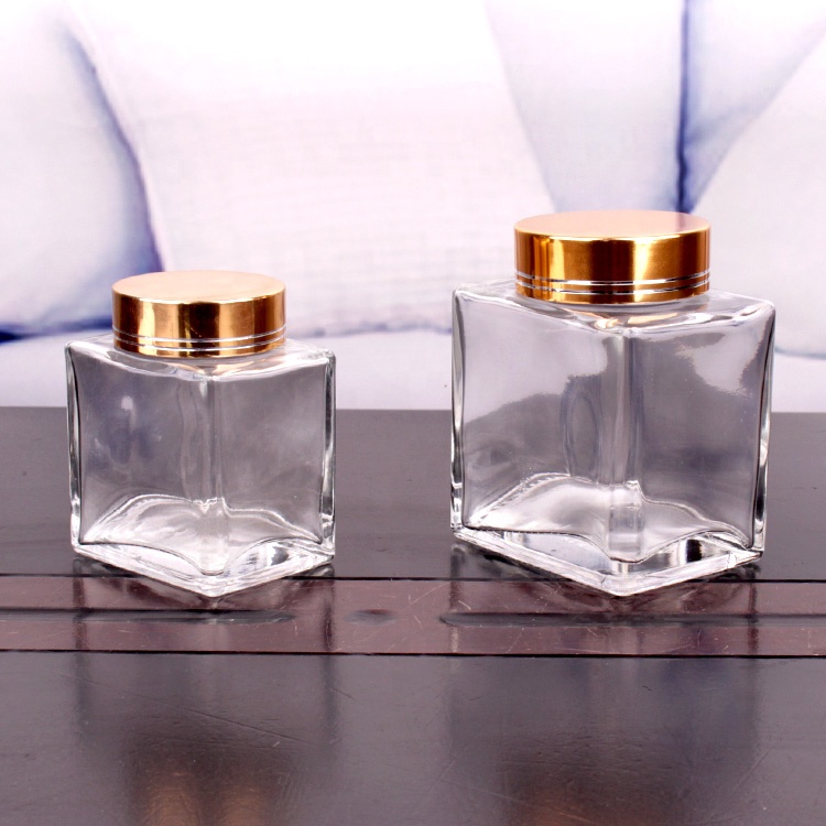 7oz 12oz square glass storage jars for tea coffee sugar