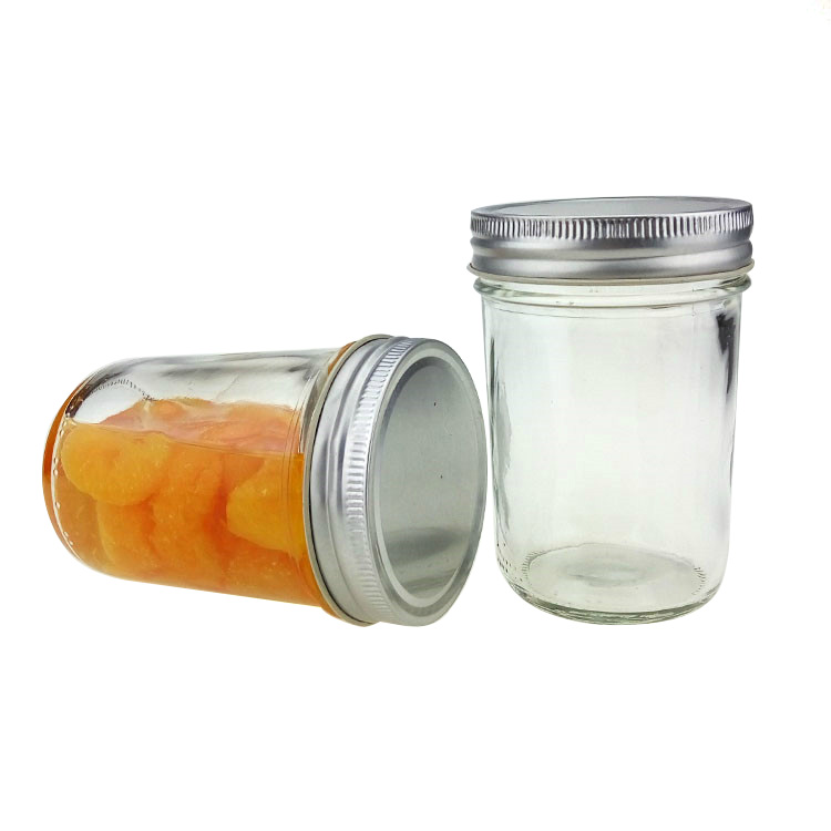 7oz 14oz 17oz Round glass canning jam jar with metal lid