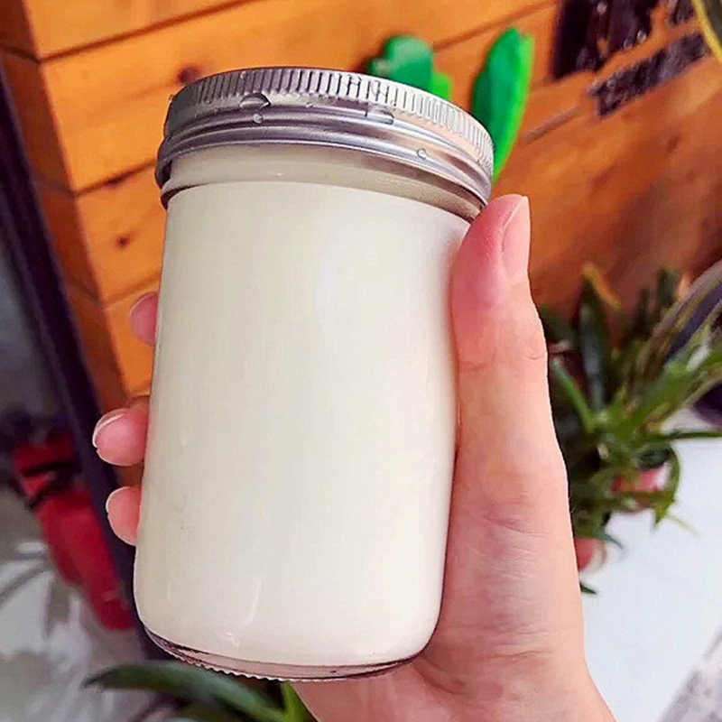 7oz 14oz 17oz Round glass canning jam jar with metal lid
