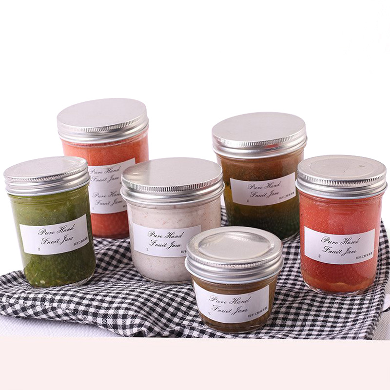 7oz 14oz 17oz Round glass canning jam jar with metal lid