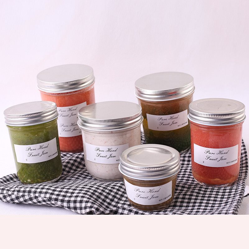 7oz 14oz 17oz Round glass canning jam jar with metal lid