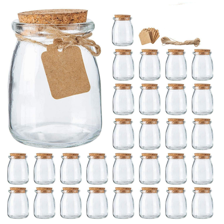 7oz 200ml Glass Honey Pot Pudding Bottles with Cork
