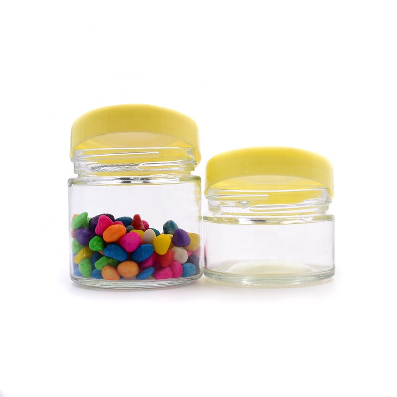 7oz transparent round fancy perfume bottle candle medicated child proof cream jar sealed weed cbd jar glass jar with plastic lid