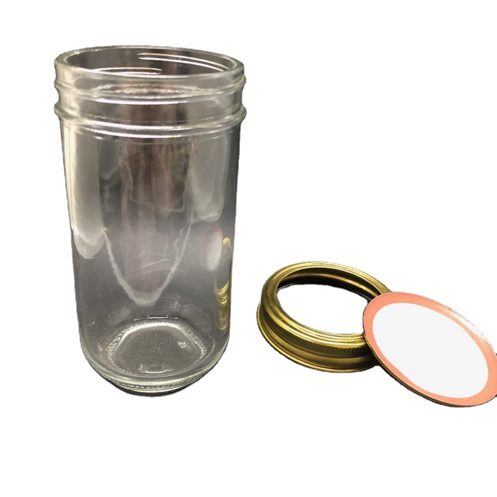 8 10 12 16 32 oz Supplier clear flint glass mason canning jar in bulk with one piece tinplate lid