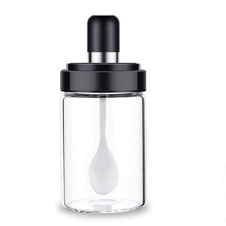 8.45 Oz Glass Condiment Jars with Lids and Serving Spoons, Condiment pots Spices Containers and Seasonings Bottle
