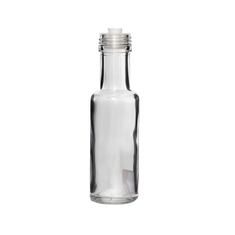 8.5 oz Clear Glass Cruet Vinegar Bottle Glass Dorica Oil Bottles With Lid With PVC Shrink Bands