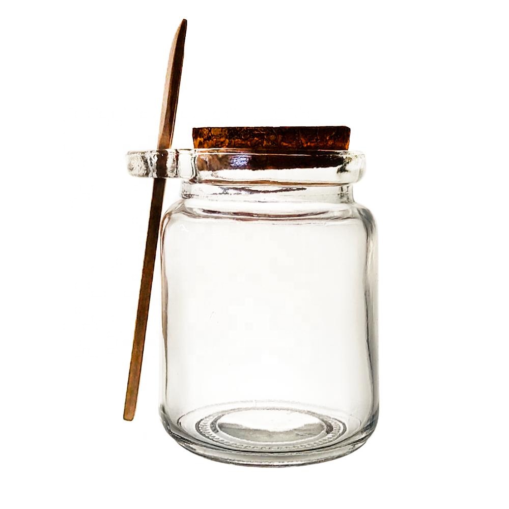 8.5 oz Empty Glass Bath Salt Season Jars with Cork Stopper Wood Spoon