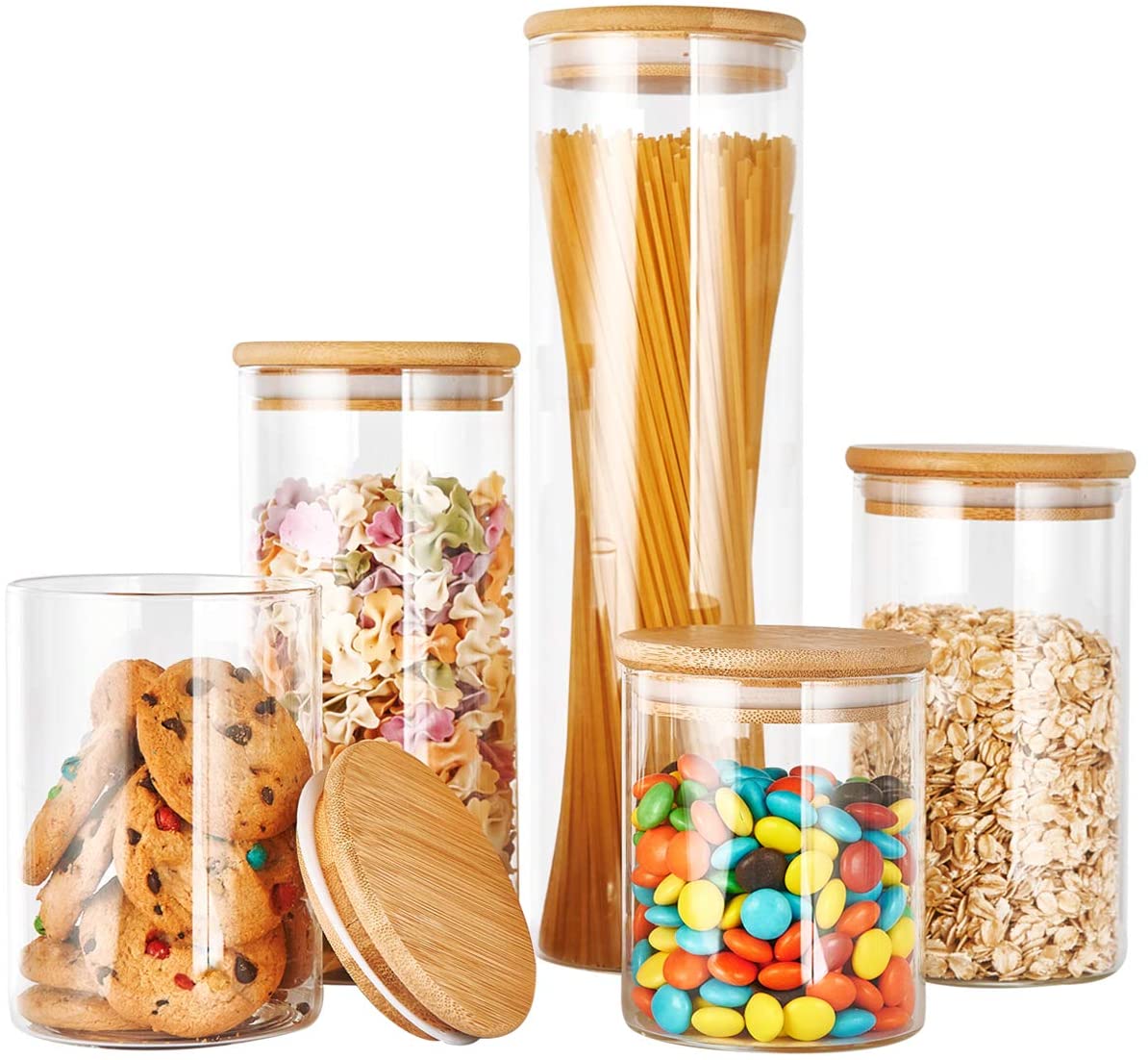 8.5cm Multi pcs set Non-toxic kitchen stackable food storage glass canister set food storage glass jars set