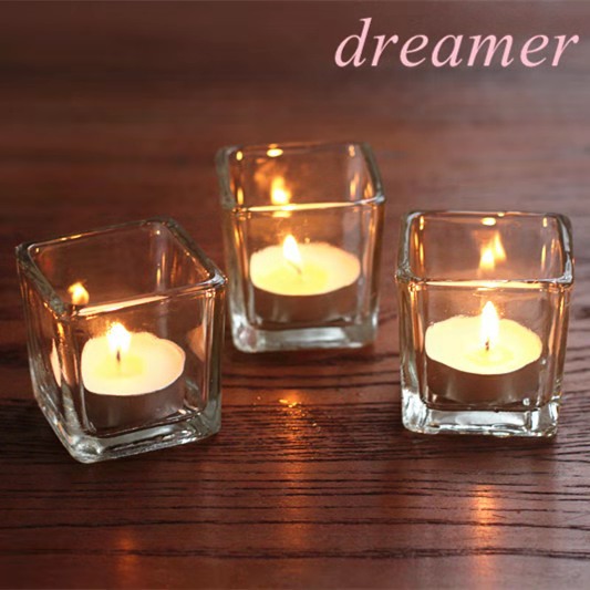 8*8cm 12*12cm cube Classic matte black white clear square glass candle jar daily decorative glass candle holder with wood lid